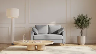BRUNO Schlafsofa 120cm in Hellgrau | Flow | stabiles Massivholz & Boxspringkomfort