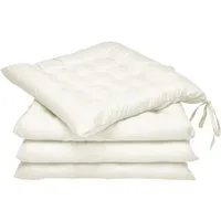 Beautissu Stuhlkissen 4er Set Stuhlkissen 40x40 mit Bändern Lea Ecru, Indoor & Outdoor Aulagen mit 5 cm Polsterung für Gartenmöbel & Stühle