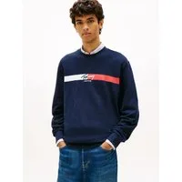 Tommy Jeans Sweatshirt TJM REGULAR SIGN STRIPE Regular fit mit Markenprint