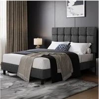 Yaheetech Polsterbett Bettgestell, Doppelbett mit Höhenverstellbarem Kopfteil, 160 x 200 cm