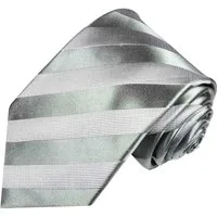 Paul Malone Krawatte Moderne Herren Seidenkrawatte gestreift 100% Seide Schmal (6cm), silber grau 811
