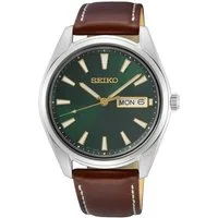 Seiko Quarzuhr SUR449P1, Armbanduhr, Herrenuhr, Damenuhr, Datum, Saphirglas, Lederarmband