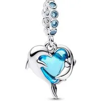 Pandora Charm-Einhänger 793924C01, Silber Anhänger Blaue Muranoglas Delfine