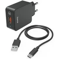 Hama Schnellladegerät mit Ladekabel USB C Qualcomm® 19,5 W 1,5m Schwarz Smartphone-Ladegerät