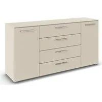rauch Kombikommode Sideboard Schubkommode Kommode MONTCLAR Front Dekor/Hochglanz/Glas (Breite 160 / Höhe 81 cm, 2 Einlegeböden, inkl. Soft-Close-Funktion), 2-türig, 4 geräumige Schubladen, viele Griffvarianten MADE IN GERMANY