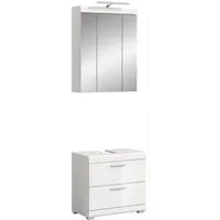 welltime Badmöbel-Set SIENA, 2 teilig, inklusive LED Beleuchtung, bestehend aus:, (Set, 2-St., TOPSELLER), Waschbeckenunterschrank, Spiegelschrank, LED Badaufsatzleuchte