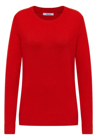 CECIL - Pullover mit Strickdetail rot - Gr. - XS