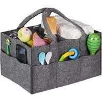 relaxdays Wickeltasche Baby Windel Caddy Filz, Dunkelgrau