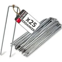 NOOR Zelthering NOOR Erdanker/Heringe Anti-ROST - aus verzinktem Stahl - 20 cm Länge, (25-St), Bodenanker für Vlies, Kunstrasen, Schlauch - Ideal für Garten & Zelt