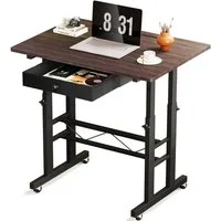 GTPLAYER Eckschreibtisch Höhenverstellbarer Schreibtisch, Computertisch Laptoptisch, mit Schubladen,Tisch höhenverstellbar 80 * 50*(73-115) cm