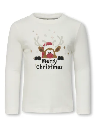 KIDS ONLY - KMGXMAS LIFE YRSA CHRISTMAS L/S TOP JRS Weiß - Gr. - 92