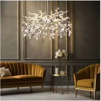 GLOBO LIGHTING Hängeleuchte, Leuchtmittel nicht inklusive, Pendelleuchte Kronleuchter Metall Glaskristalle chrom L 120 cm
