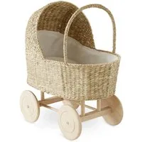 vertbaudet Puppen Accessoires-Set Puppenwagen aus Seegras mit Holzrädern