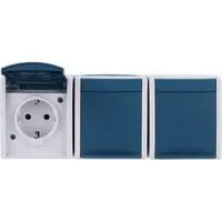 Schutzkontakt-Steckdose dreifach waagerecht Typ 2300/3 Einbau waagerecht IP44 blau, Retail