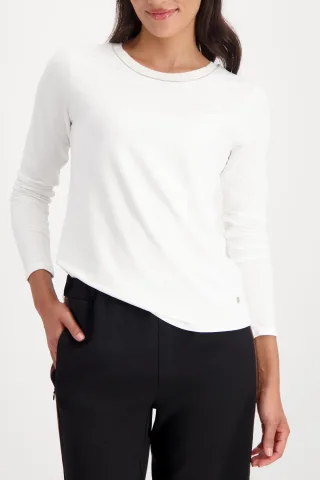 monari - Langarmshirt mit Strickkragen off-white - Gr. - 44