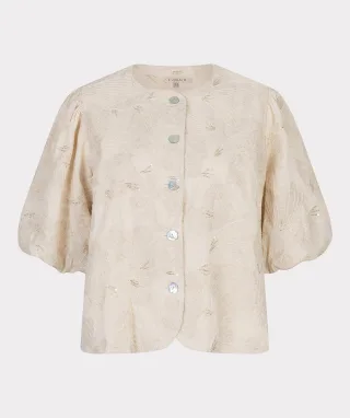 Esqualo - Bluse mit Ballonärmeln beige - Gr. - 34