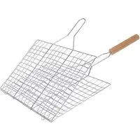 HAC24 Grillguthalter BBQ Grillkorb Grillhalter Grillgut Grillwender Grillgitter, Stahl, (1-St), für Fleisch, Würstchen, Fisch, Gemüse uvm.