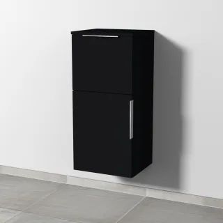 Sanipa 3way Mittelschrank mit 1 Tür und 1 Auszug, Schwarz-Matt, UF12808 UF12808