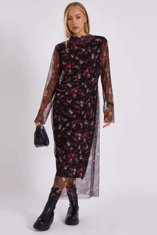 Midikleid aus Mesh