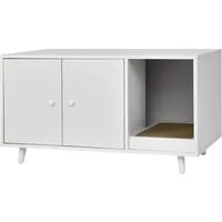 COSTWAY Tierhaus Couchtisch & Katzenhaus, mit Kratzbrett, 90x50x50cm