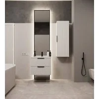 welltime Waschtisch TIBU mit Waschbecken. 2 Schubladen. 2 Breiten (60/80cm) und 4 Farben, Badschrank mit Waschbecken, Softclose, Maße B/H/T: 61/53/47 cm