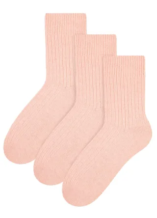 3 Paar Womens Wool Dress Socks | Steven | Ladies Breathable Cushioned Socks - Light Pink