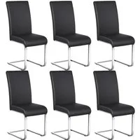 Yaheetech Esszimmerstuhl 2/4/6-er Küchenstuhl (6 St), Schwinger Polsterstuhl mit Ergonomischer Rückenlehne & Metallbeine