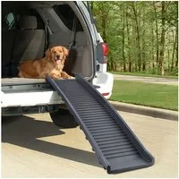 RAMROXX Hunderampe Auto PKW Einstieghilfe Anti Rutsch klappbar Schwarz 155x40cm 90Kg