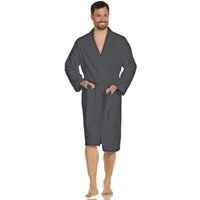 Vossen Unisex-Bademantel Dallas, ideal für Sauna & Spa, Hotelbademantel, Morgenmantel, Kurzform, Webvelours, Kimono-Kragen, Gürtel, für Damen & Herren, reine Baumwolle, mit Kimono-Kragen