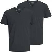 Jack & Jones T-Shirt JJESPLIT Neck Tee SS mit Splitneck-Ausschnitt und zwei Deko-Knöpfen
