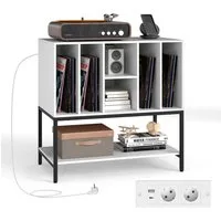 COSTWAY Sideboard, Plattenspielerständer mit Ladestation Beistellschrank