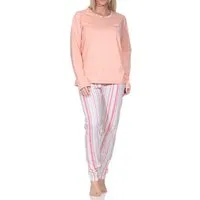 Normann Pyjama Normann Damen Schlafanzug langarm mit Pyjamahose in Streifenoptik