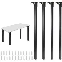 BlingBin Tischbein 4er Set 70cm Klapptischbeine aus Eisen, faltbare Tischfüße Schwarz, Robuste klappbare Tischbeine mit Gummifüßen für sicheren Stand