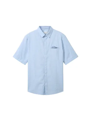 Tom Tailor - Strukturiertes Kurzarmhemd blue colored dots structure - Gr. - M