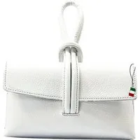 FLORENCE Umhängetasche Florence Tasche weiß Leder Abendtasche (Abendtasche), Damen Abendtasche, Umhängetasche Echtes Leder, weiß ca. 13cm hoch