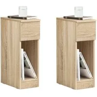 SoBuy Nachttisch FBT111, Beistelltisch mit Schublade und Ablage, Nightstand, 2er Set, Beistelltisch schmal, Nachtschrank Nachtkommode, offenes Fach