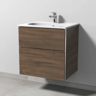 Sanipa 3way Waschtischunterbau zu Geberit Acanto Slim Waschtisch mit 2 Auszügen, Eiche-Arizona BR41080