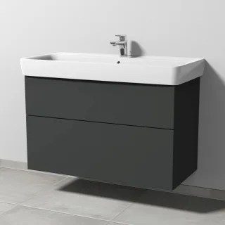 Sanipa 3way Waschtischunterbau zu Geberit Renova Plan Waschtisch mit 2 Auszügen, Graphit-Matt SP8811B