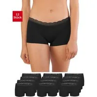 Fabio Farini Boxershorts Damen Unterhosen - Microfaser Frauen Boxer Slip (Packung, 12-St) mit dezenter Spitze am Bund