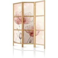framed concept Paravent, Raumteiler Holz Japan-Motiv, 135x172 & 225x172 cm, einseitig