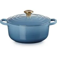 LE CREUSET Bräter Signature Gusseisen-Bräter, Gusseisen, Rund, Ø 20 cm, 2,4 l, 3,09 kg, Chambray, 21177204344441