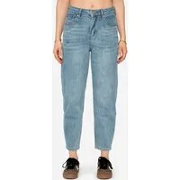 SASSYCLASSY Tapered-fit-Jeans High Waist Jeans Damen in Karottenschnitt Casual Lässige Denim-Hose im 5-Pocket-Design mit lockerem Beinschnitt in Blau