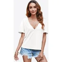 Imily Bela T-Shirt Damen Freizeit Kurzarmtop (Packung, 1-tlg., 1per-Pack) Einfarbig