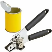 Koopman Dosenöffner Schwarzer Griff Metall 20 cm, Kunststoffgriffe, leichte Bedienung, ergonomisch, Kurbel