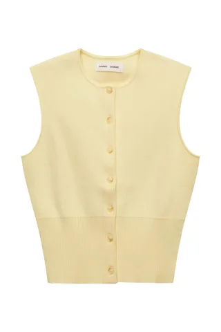samsøe & samsøe - Ärmelloses Stricktop mit Knopfleiste gelb - Gr. - XS