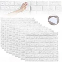FELIXLEO 3D-Tapete 3D Tapete Selbstklebend Ziegeloptik 38x35cm Weiß, (10 St)
