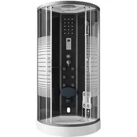 HOME DELUXE Dampfdusche BLACK PEARL, BxT: 90x90 cm, Einscheibensicherheitsglas, inkl. Duschtasse, Armaturen, Radio & LED Beleuchtung, mit Schiebetür, Duschkabine, Fertigdusche, Komplettdusche
