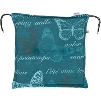 KETTtex Hockerauflage Hocker Bali 2388 blau/petrol Schmetterlinge 50x50x6 cm KETTtex
