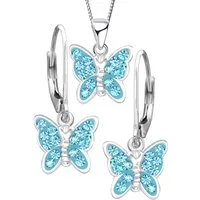 Limana Schmuckset filigraner Schmetterling Mädchen Kette Ohrringe 925 Silber Zirkonia (Set inkl. Schmuck-Dose), Geburtstag, Einschulung, Schulanfang, Ostern, Weihnachten, Nikolaus
