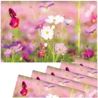 matches21 HOME & HOBBY Platzset Abwaschbare Tischsets 6er Set Blumen-Wiese pink weiß, (6-St), Platzsets als Tisch-Untersetzer und Tisch-Deko für Esstisch Teller